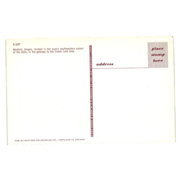 Greetings From Medford Oregon Postcard Crater Lake Roadside Attraction Mountains - Picture 2 of 2